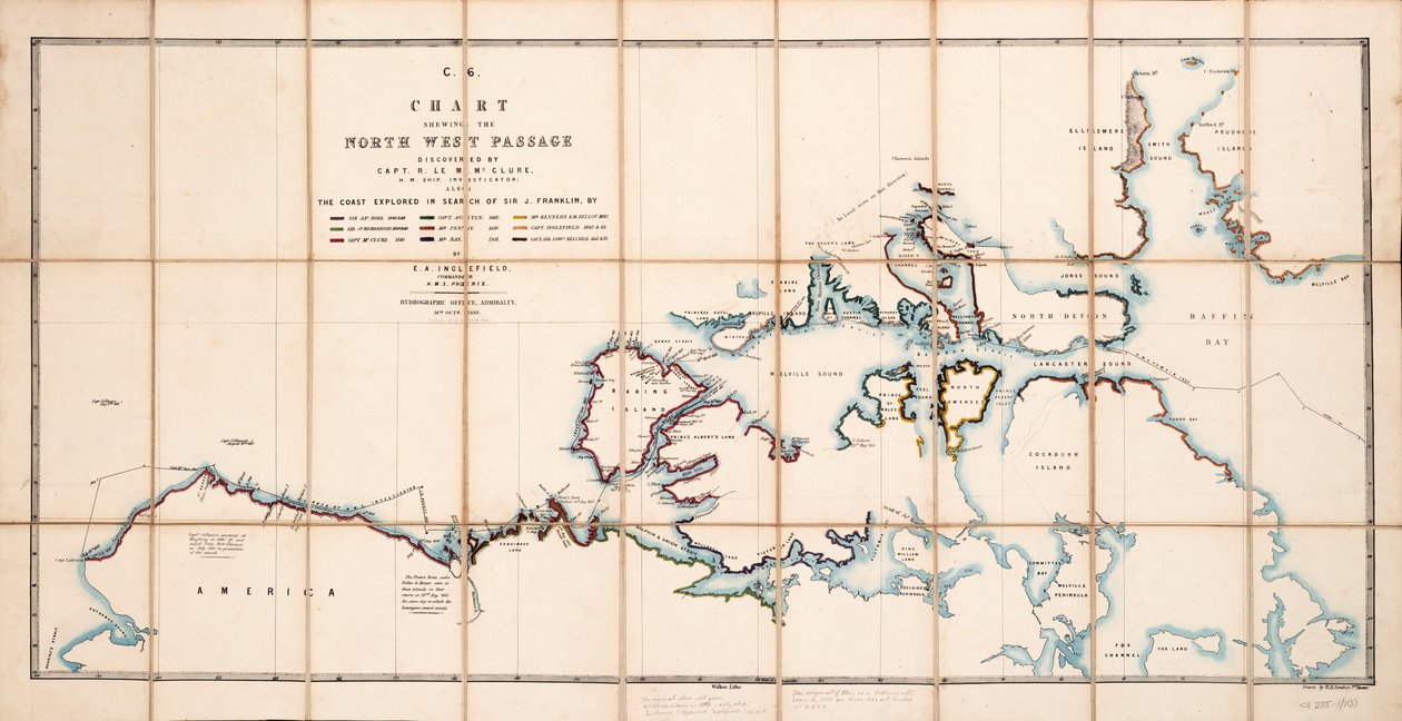 Kaart van de Noordwestelijke Doorvaart ontdekt door Kapitein R. Le M. McClure, HMS 