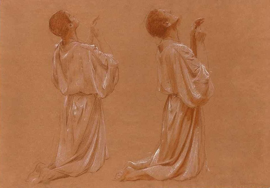 Twee studies van een knielende man door Adolf Hiremy Hirschl