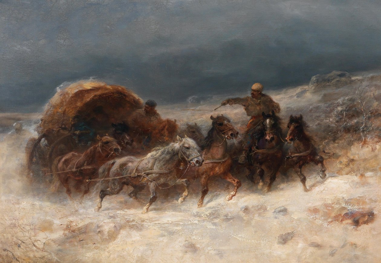 Ruinen in een winterlandschap door Adolf Schreyer