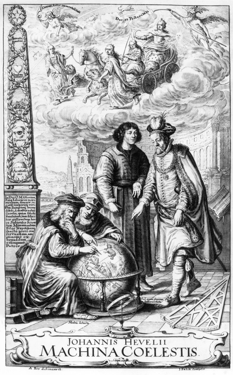 Frontispice van Machina Coelestis door Johannes Hevelius, gegraveerd door Jeremias Falck, 1673 door Adolf Boy