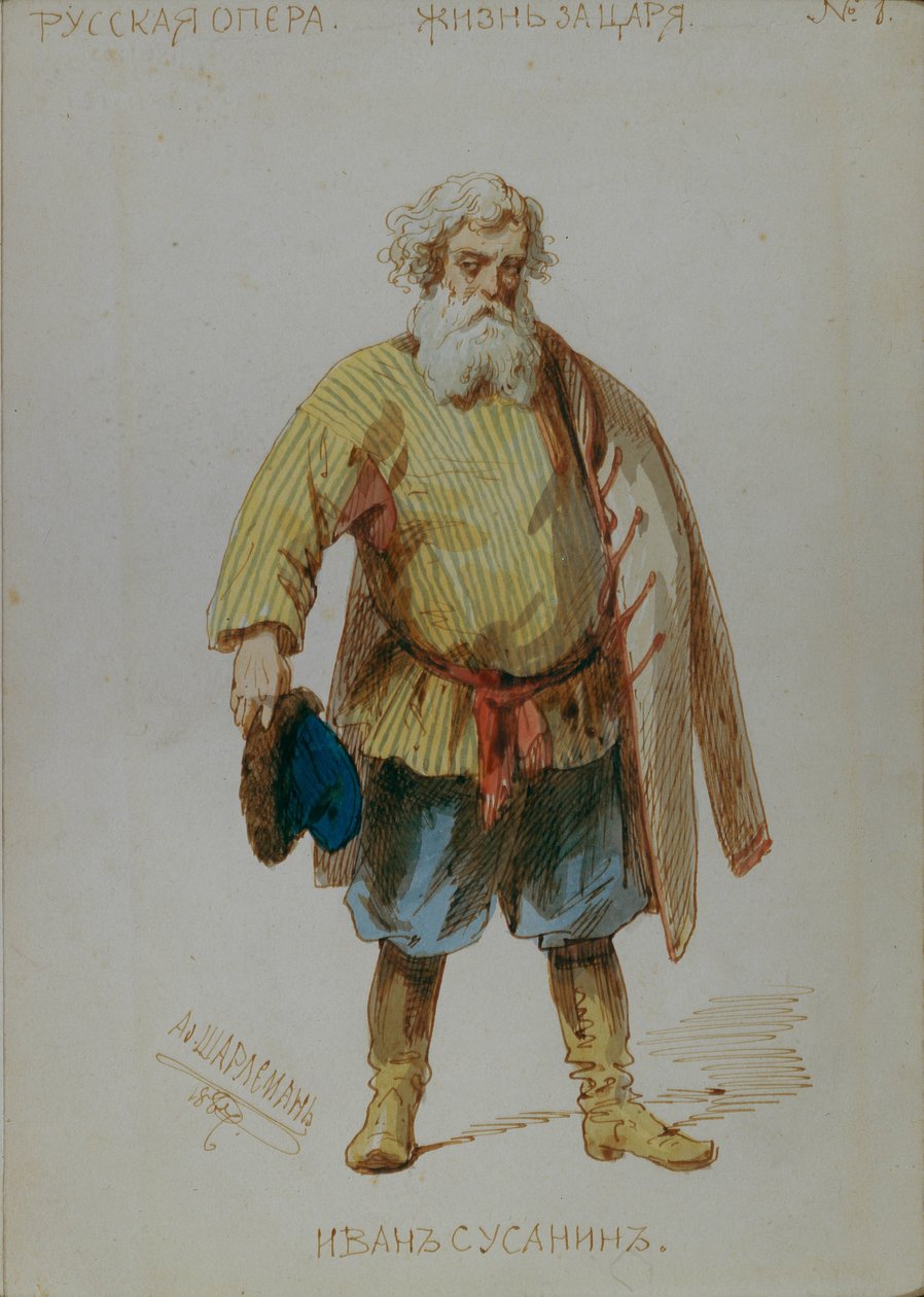 Kostuumontwerp voor de opera Een Leven voor de Tsaar door M. Glinka door Adolf Charlemagne