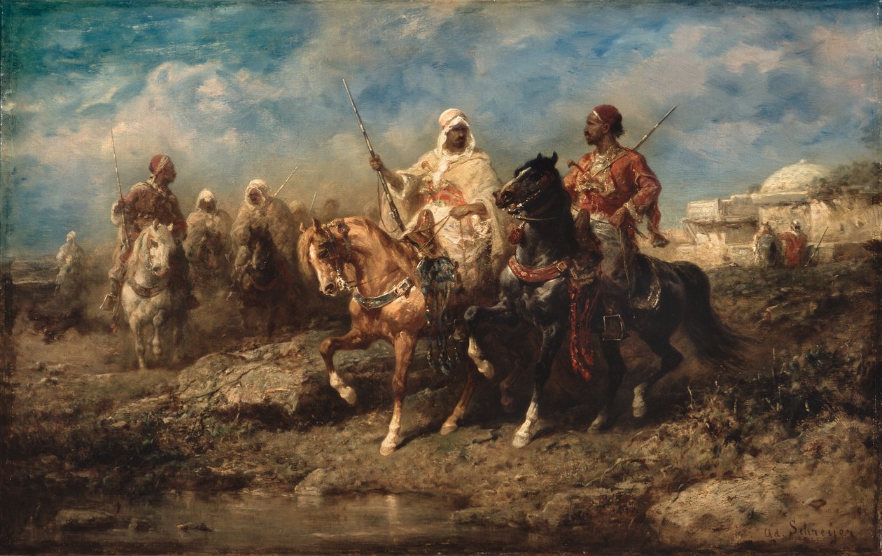 Arabieren, eind 19e eeuw (olieverf op doek) door Adolf Schreyer