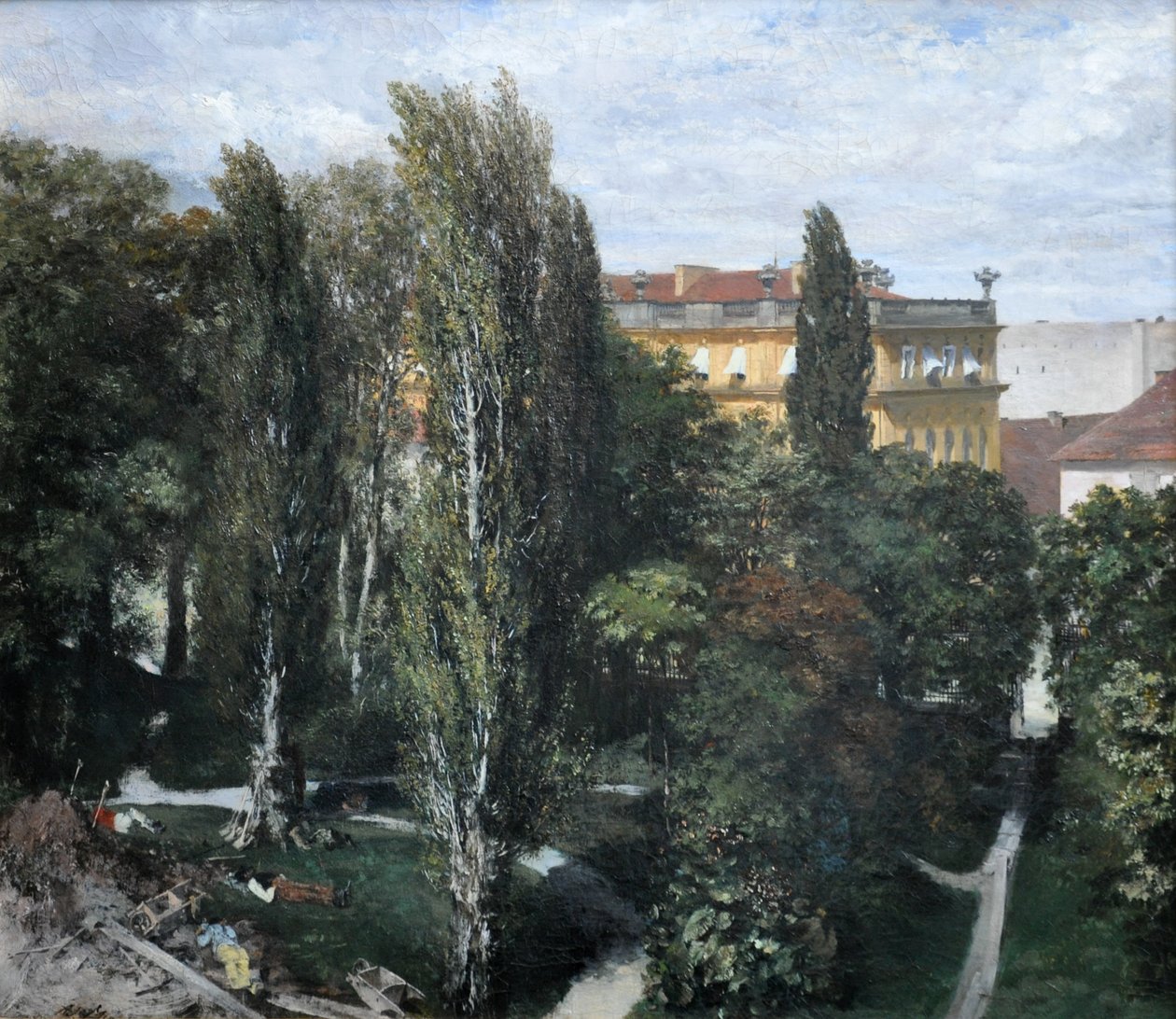 Uitzicht op het park van prins Albrecht door Adolph Menzel
