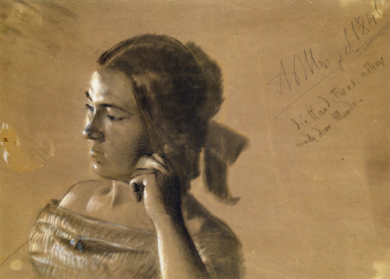 Studie voor een portret van mevrouw Von Maercker, 1846 door Adolph Menzel