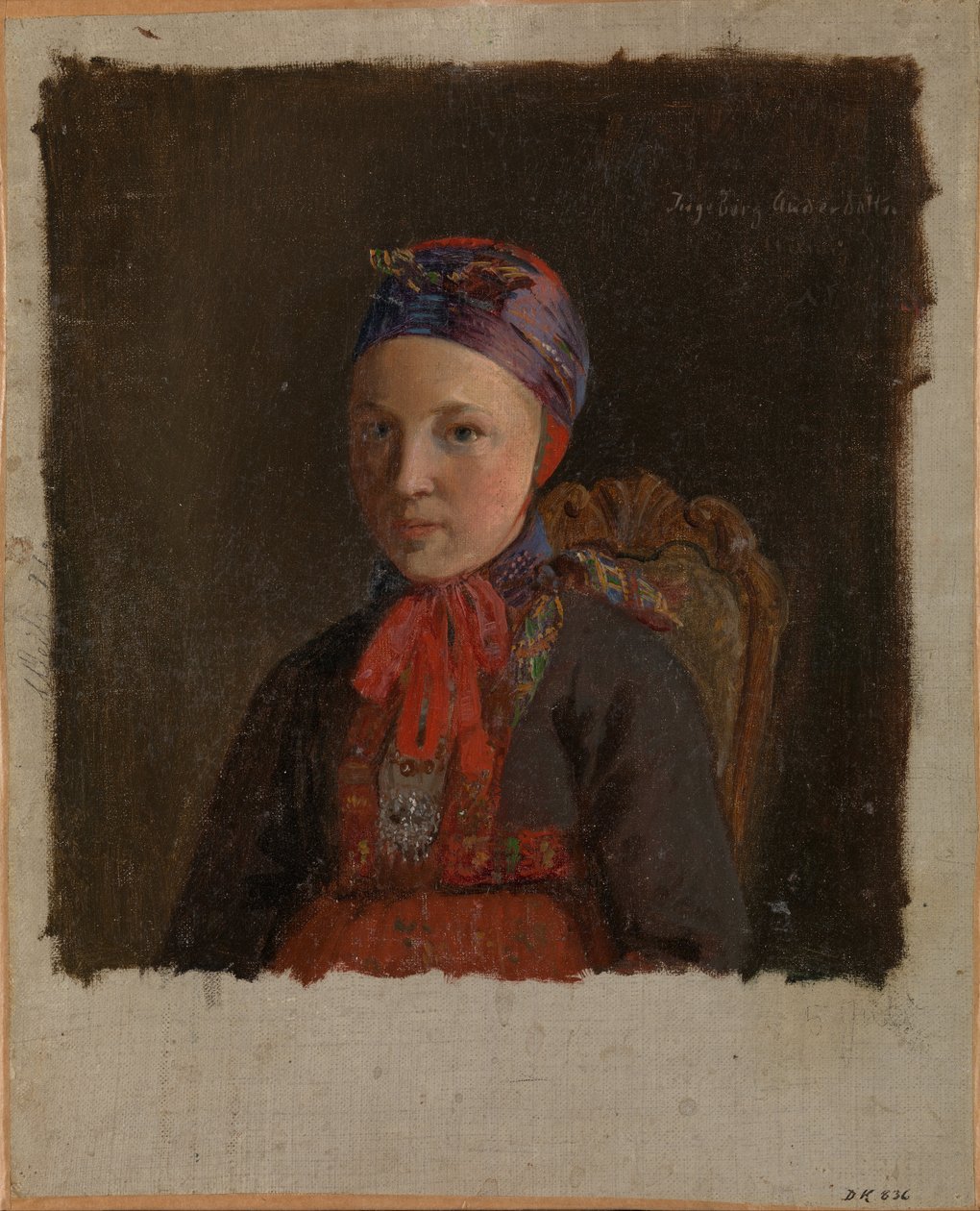 Portret van Ingeborg Anderdatter Gulsvig door Adolph Tidemand