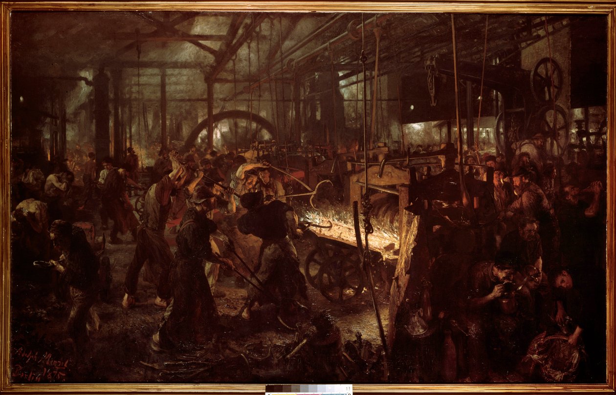 Metallurgie: De walserij, werk in de smederij door Adolph Menzel