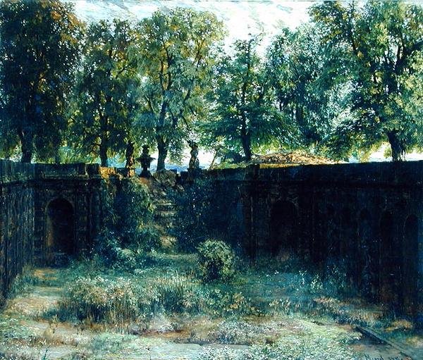 Nymphaeum in de Zwinger in Dresden, 1850 door Adolph Menzel