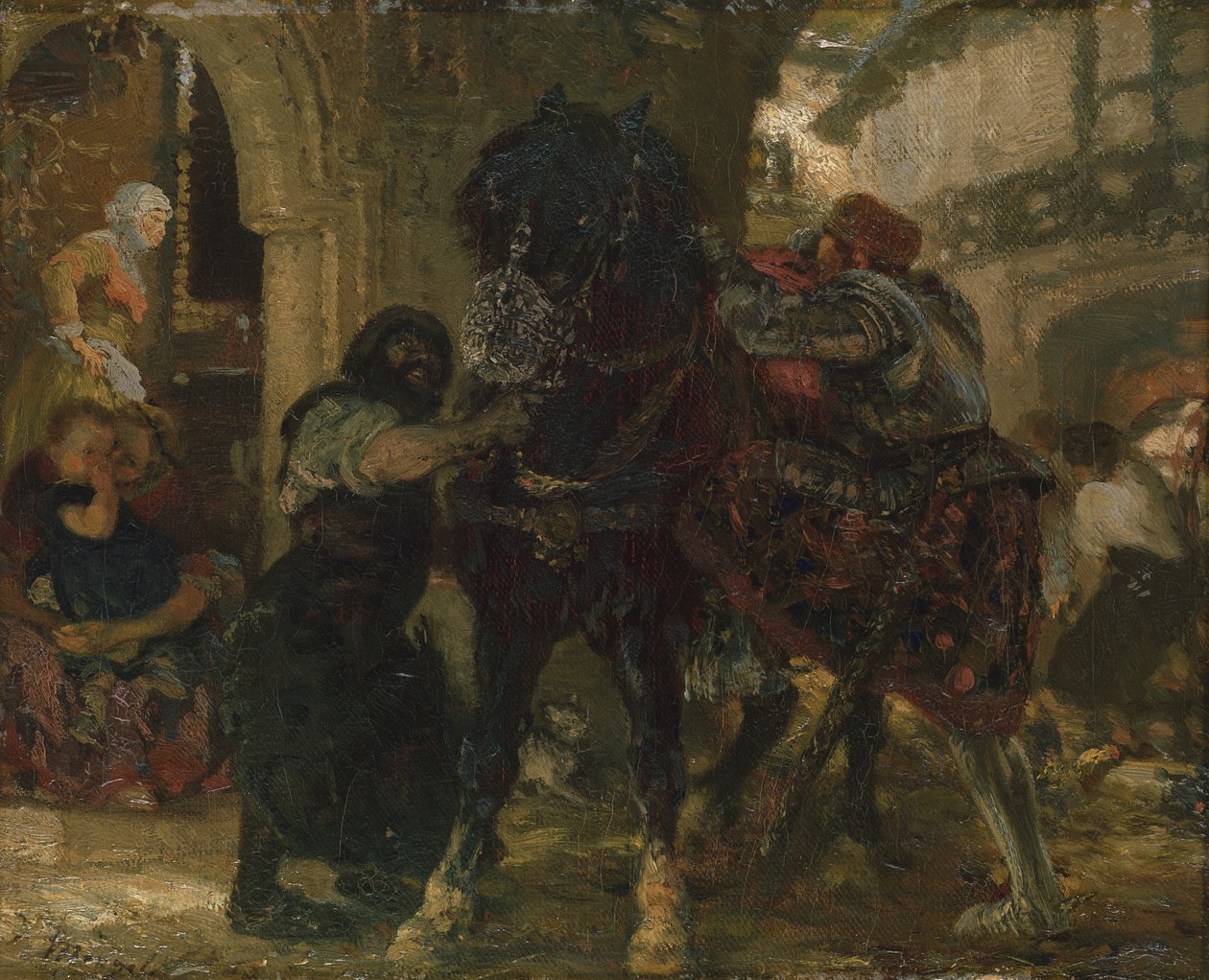 De Ridder in de Smidse, 1865 door Adolph Menzel