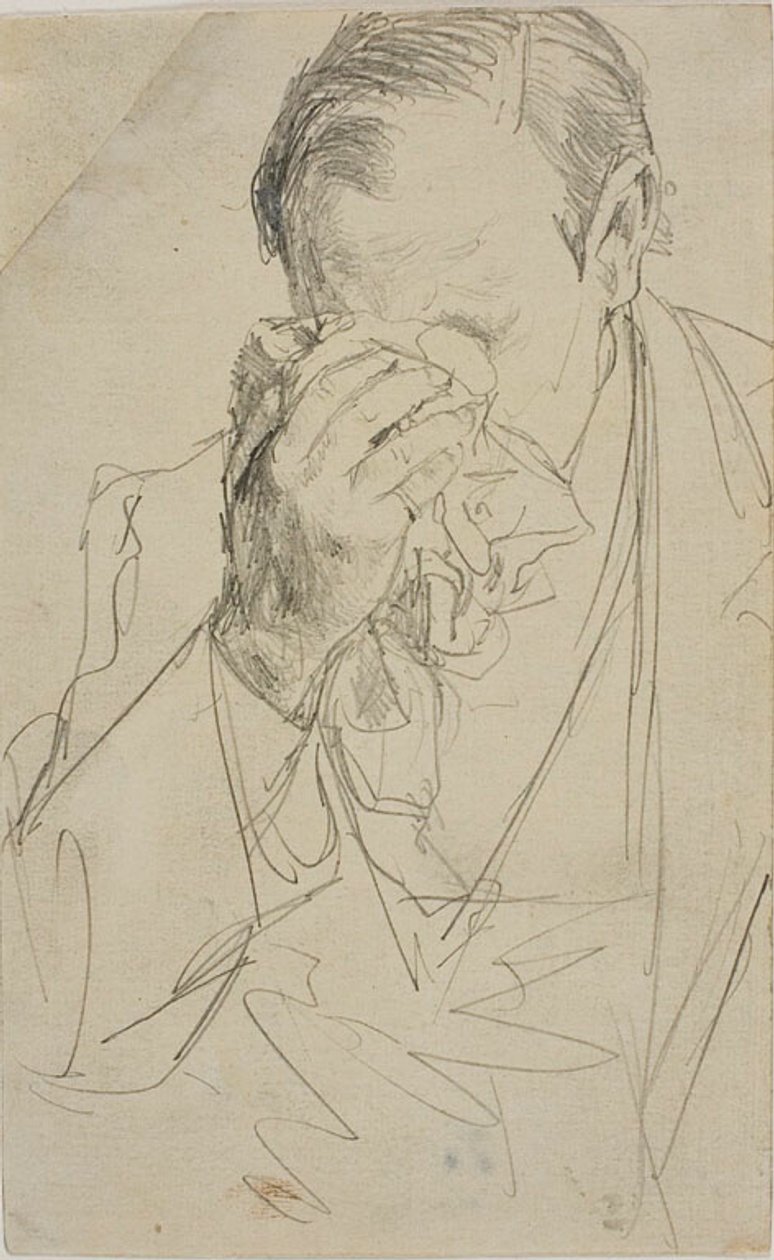 Huilende man door Adolph Friedrich Erdmann von Menzel