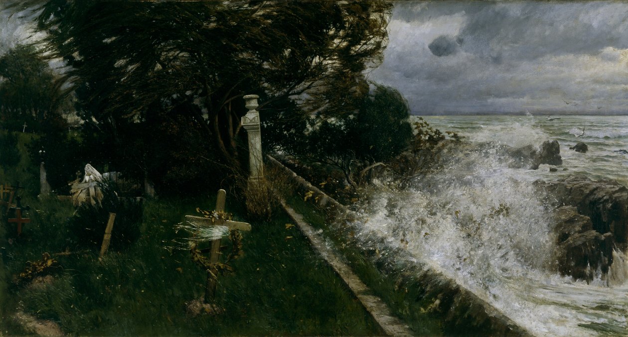 Begraafplaats aan zee door Adolf Hiremy Hirschl