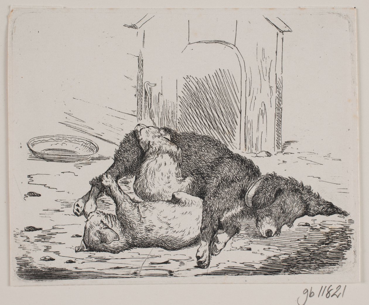 Kettinghond met puppy door Johan Adolph Kittendorff