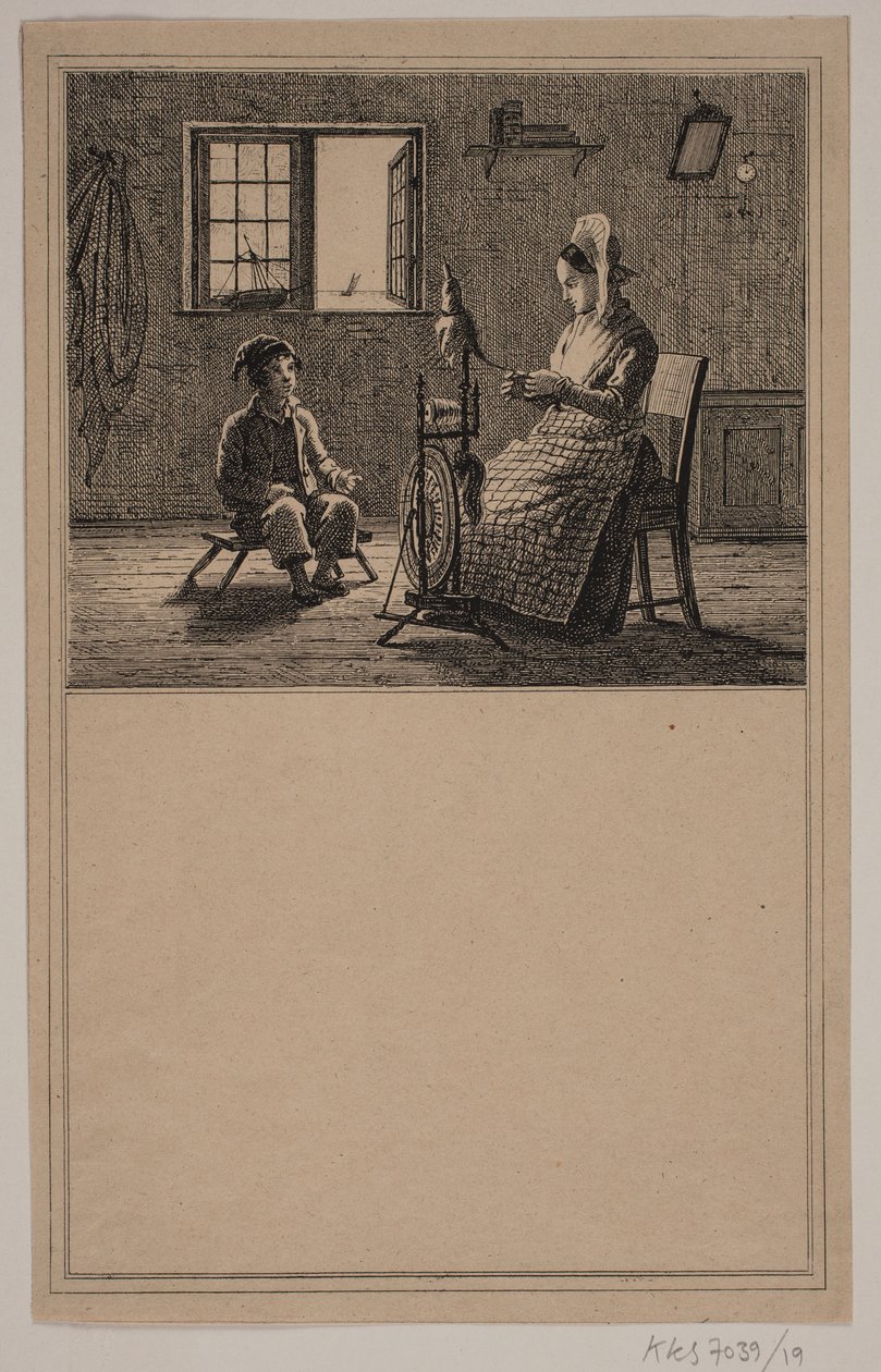 Moeder en zoon. Nr. 18 in Chr. Winther en M. Rørbye, "25 Afbeeldingen voor kleine kinderen" door Johan Adolph Kittendorff
