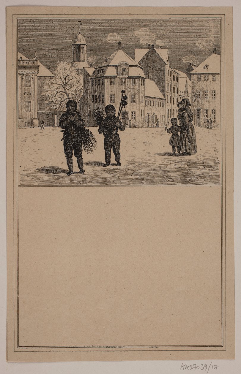 Schoorsteenvegers. Nr. 16 in Chr. Winther en M. Rørbye, "25 Afbeeldingen voor kleine kinderen" door Johan Adolph Kittendorff