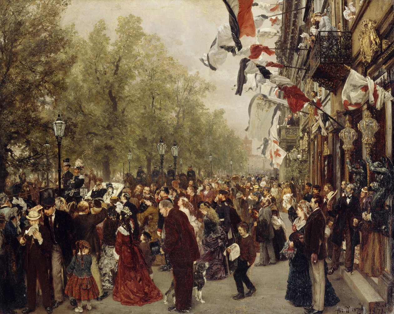 Vertrek van koning Wilhelm I naar het leger op 31 juli 1870 door Adolph Menzel