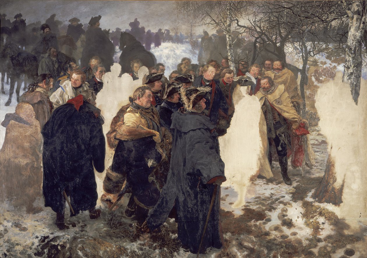 Toespraak van Frederik de Grote tot zijn generaals vóór de Slag bij Leuthen, 1757. Onvoltooid door Adolph Menzel
