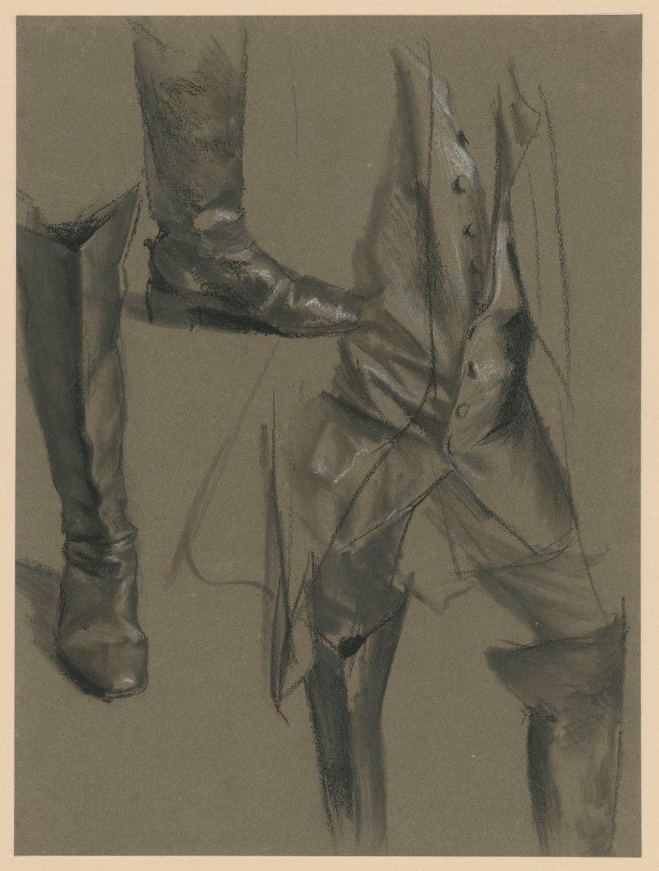 De houding van Frederik de Grote. Voorstudie voor het schilderij „Het fluitconcert van Frederik de Grote in Sanssouci” door Adolph Menzel