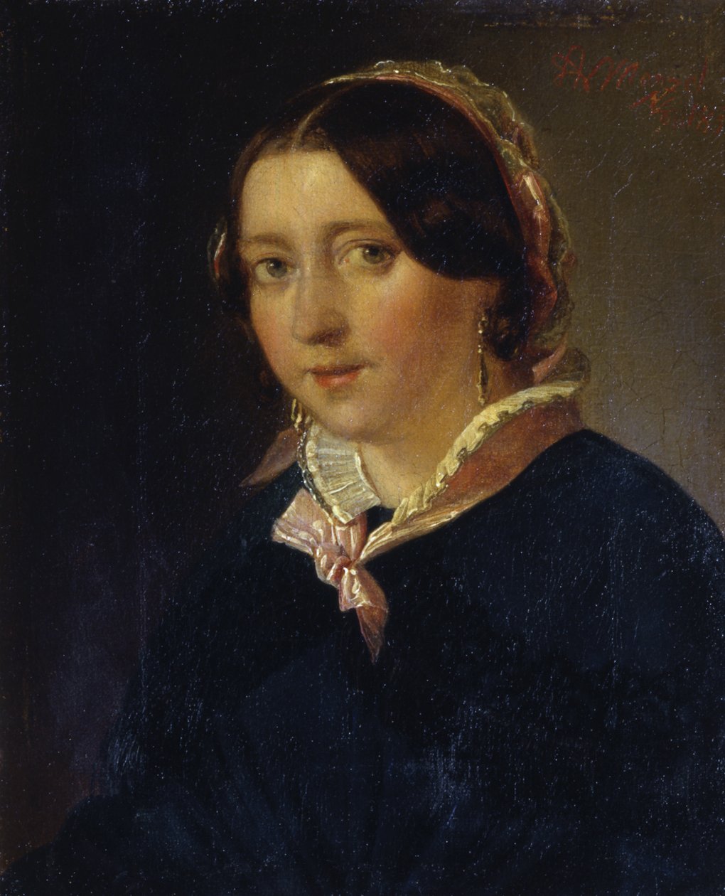 Portret van een jong meisje door Adolph Menzel
