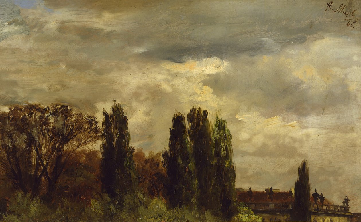 Gezicht op het park van prins Albrecht door Adolph Menzel