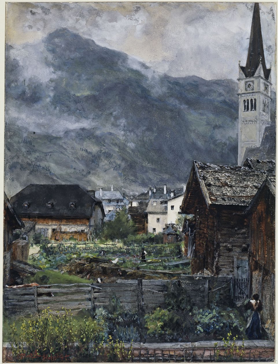 Uitzicht vanaf Villa Herrmann op de vallei van Hofgastein door Adolph Menzel