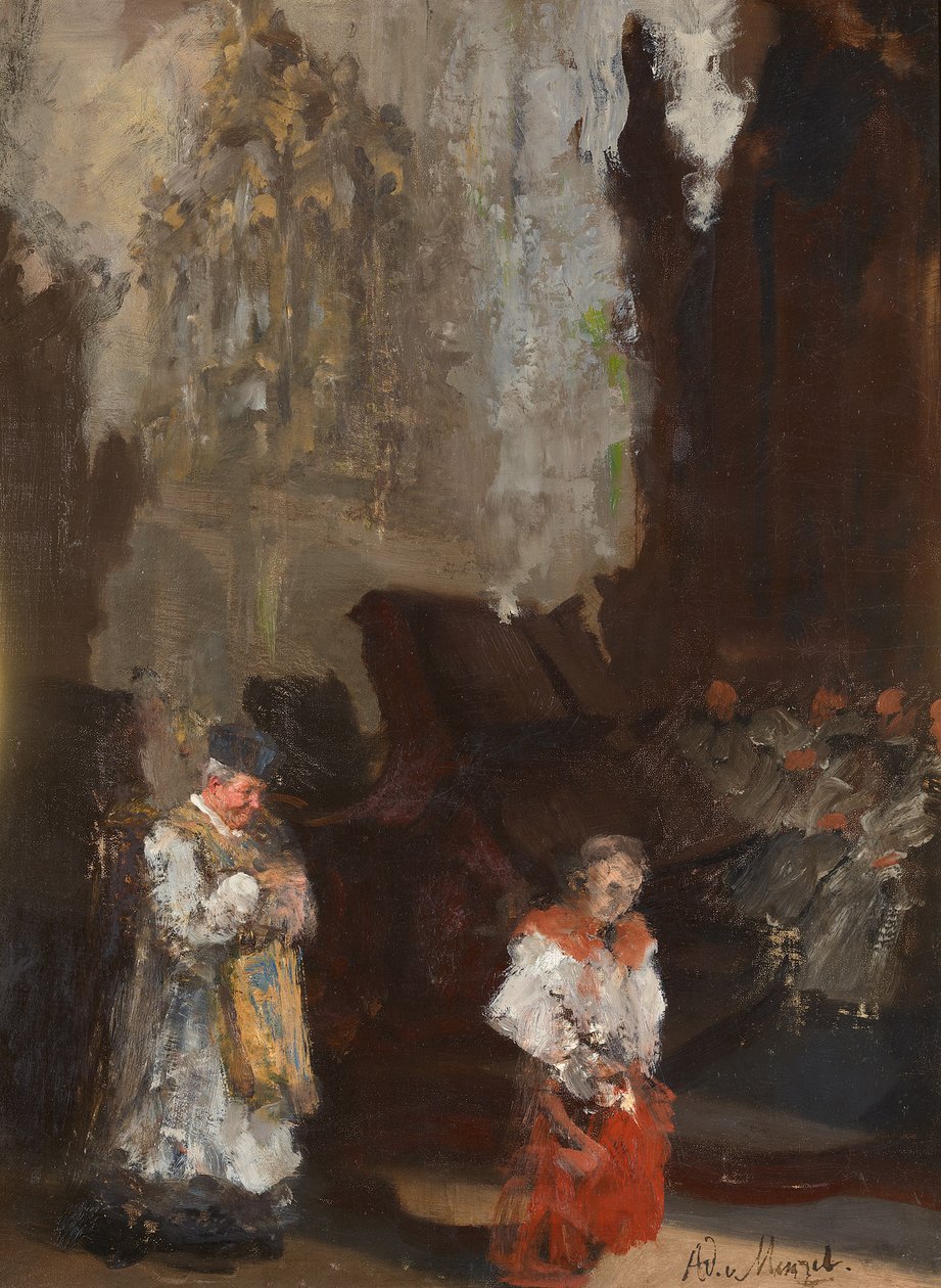 Koorbanken in de Dom van Mainz. Onvoltooid door Adolph Menzel