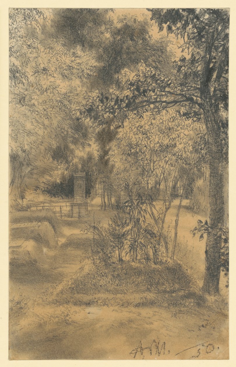 Het graf van de moeder door Adolph Menzel