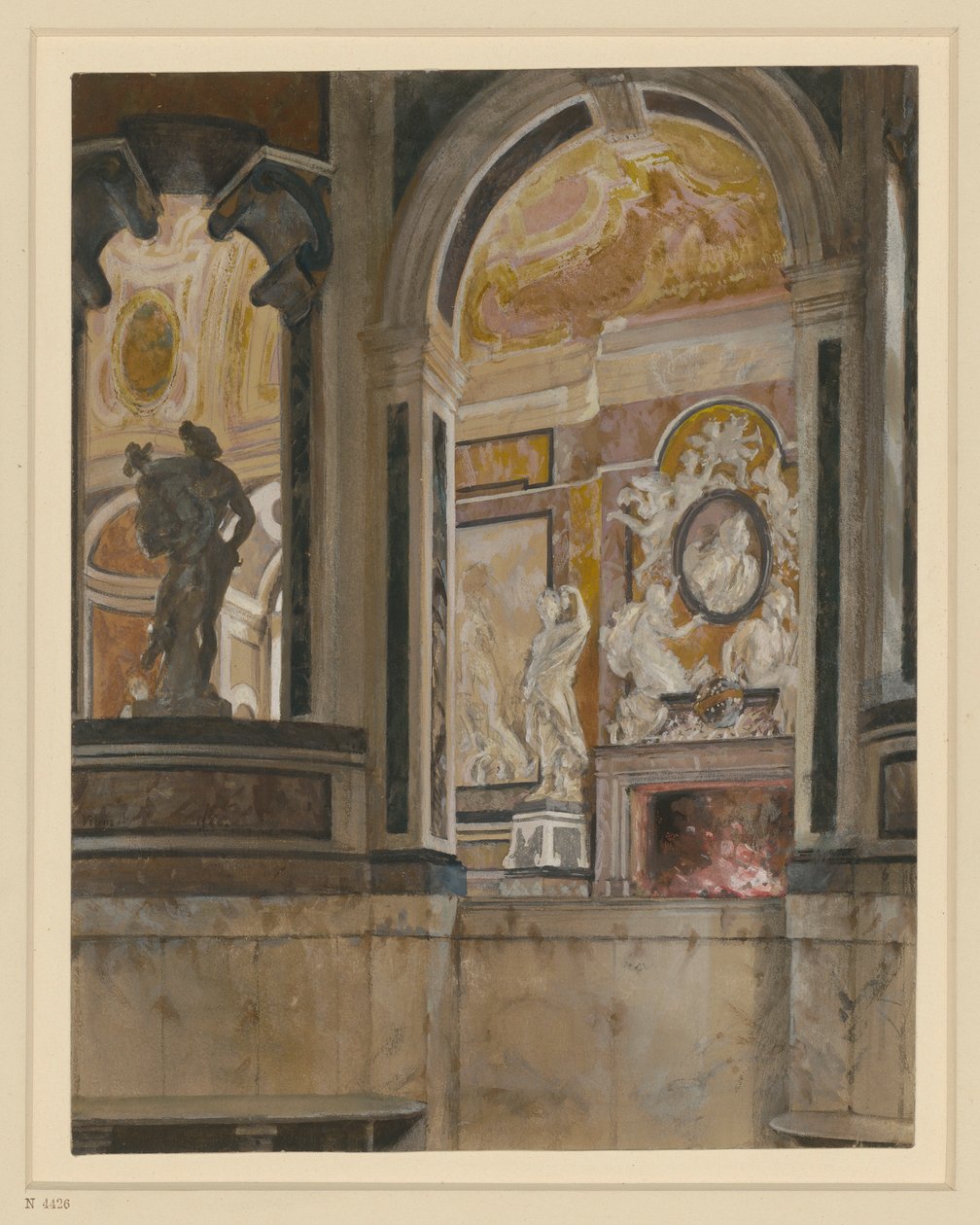 De marmeren badkamer in Kassel door Adolph Menzel