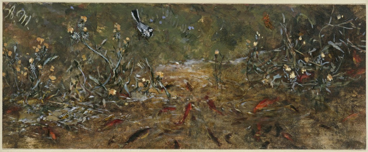 De goudvisvijver. Uit het „Kinderalbum” door Adolph Menzel