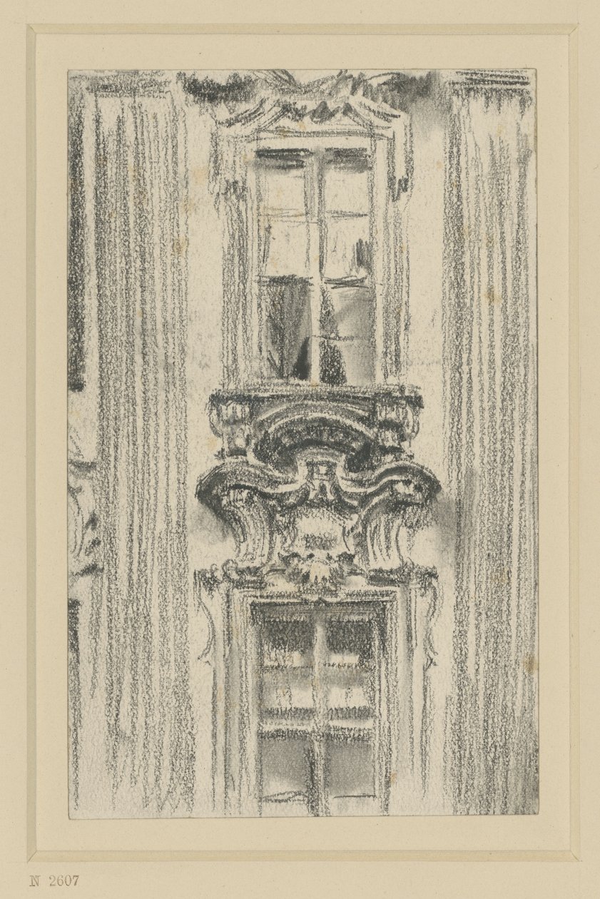 Detail van de gevel van het British Hotel in Dresden door Adolph Menzel