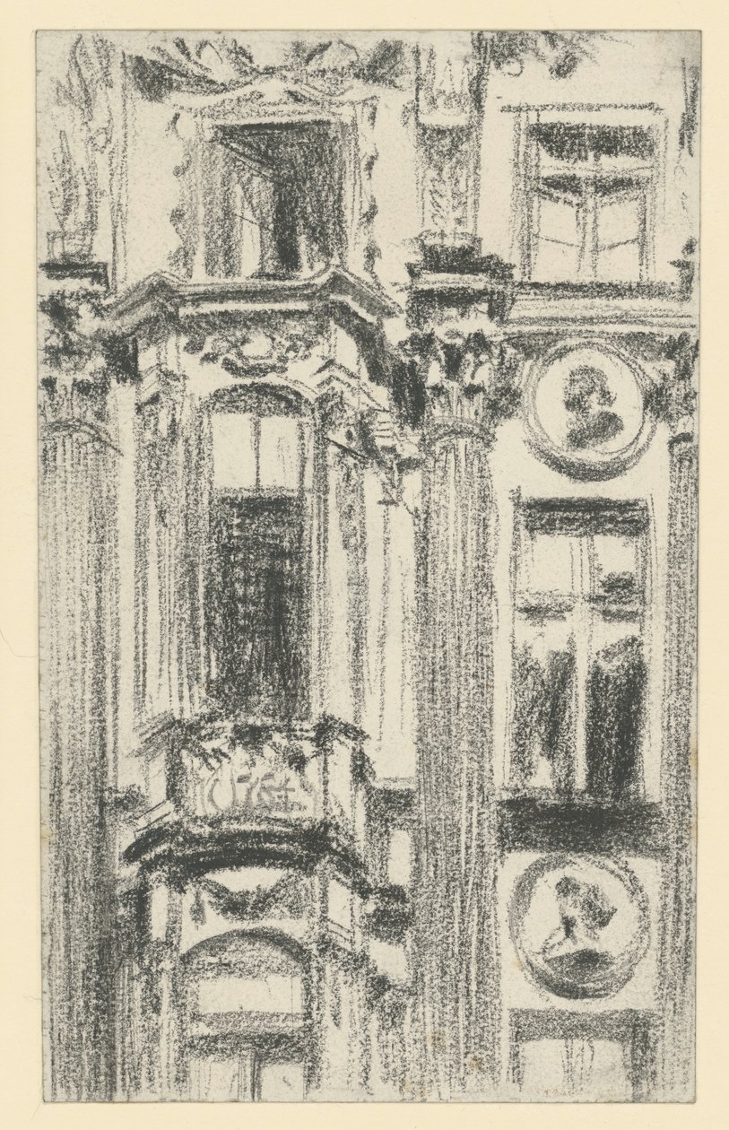 Detail van het middelste risaliet van het Palais du Saxe in Dresden door Adolph Menzel