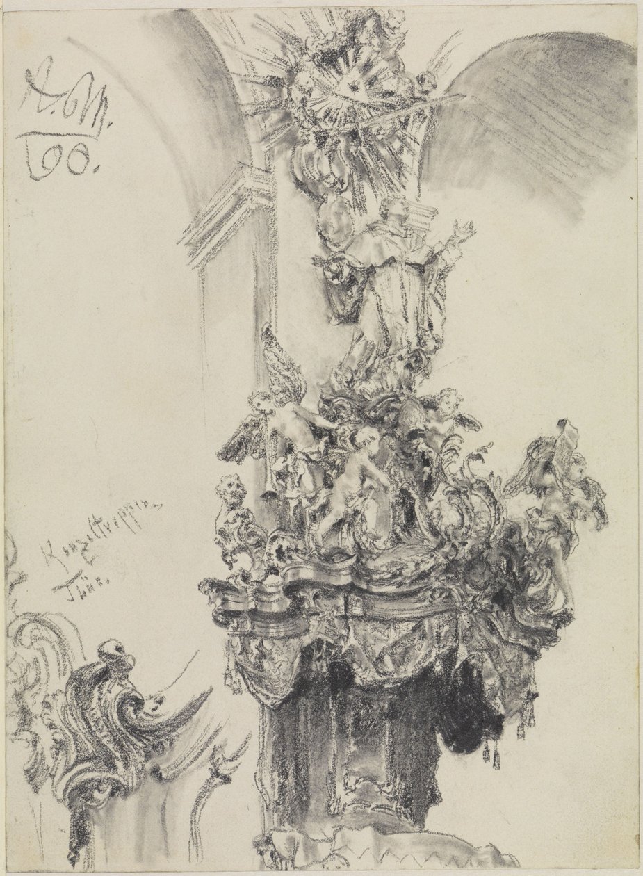 De bekroning van de preekstoel van de Augustinerkerk in Würzburg door Adolph Menzel