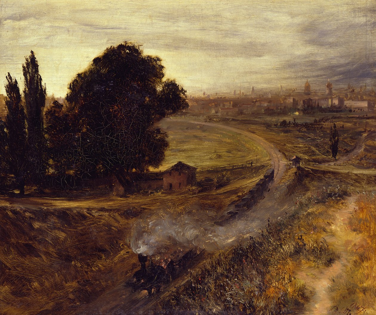 De spoorweg Berlijn-Potsdam door Adolph Menzel