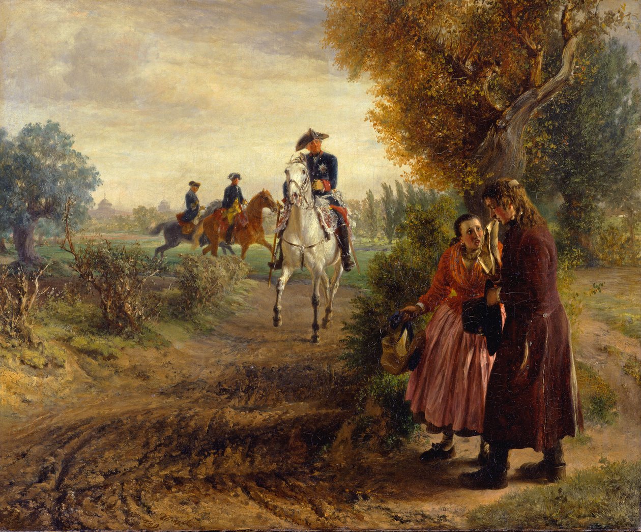 Het verzoekschrift (De rit) door Adolph Menzel