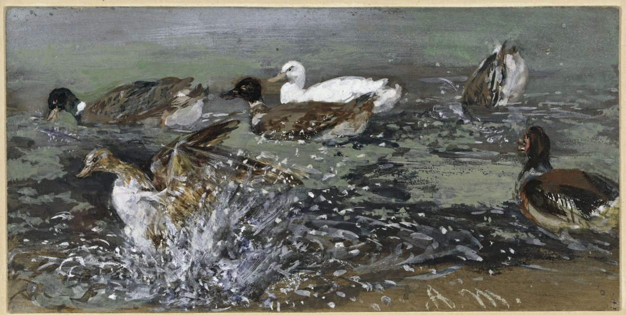 De eenden in het water. Uit het "Kinderalbum" door Adolph Menzel