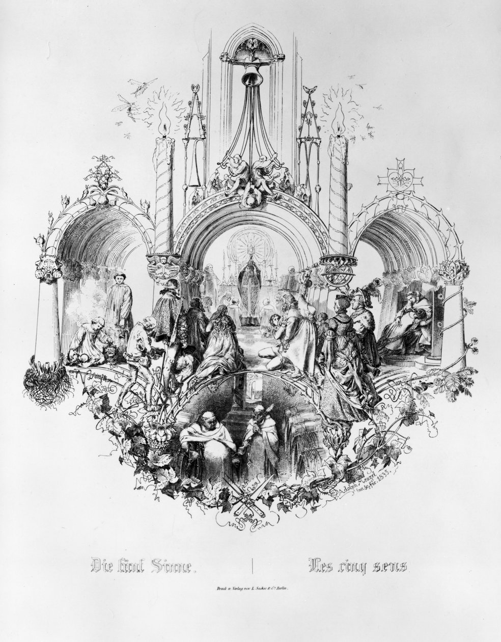 De vijf zintuigen door Adolph Menzel