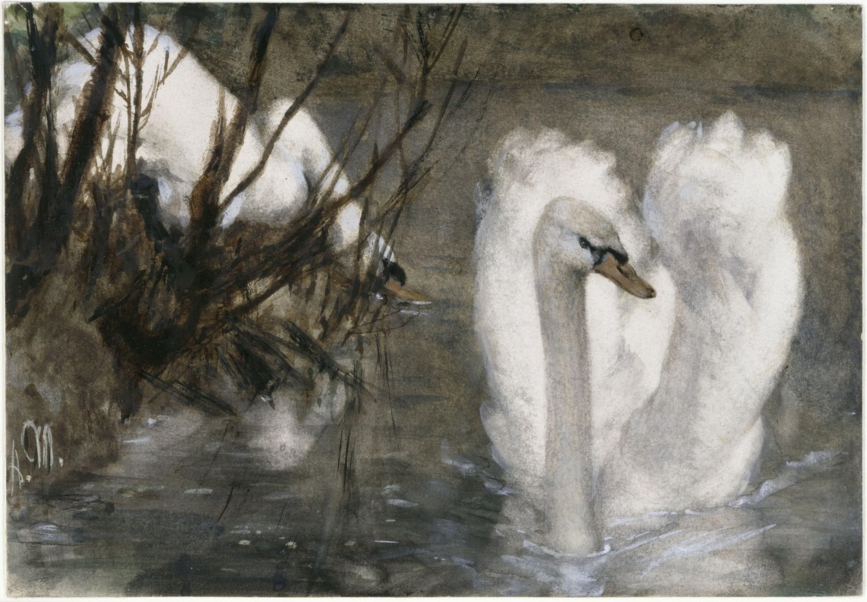 De twee zwanen. Uit het „Kinderalbum“ door Adolph Menzel