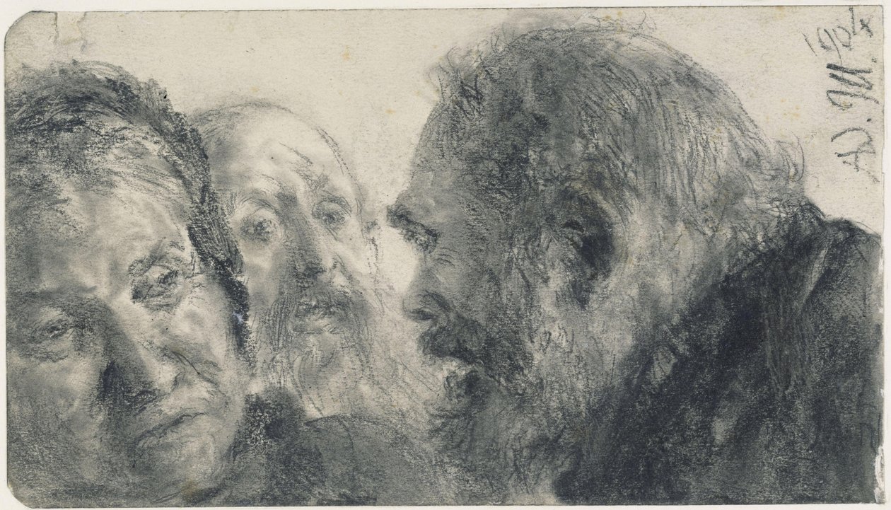 Drie hoofden door Adolph Menzel