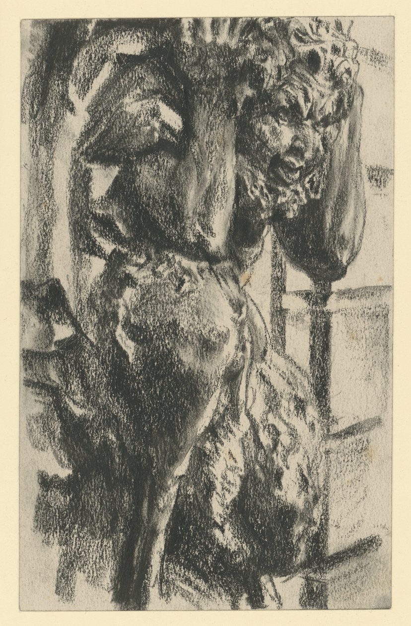 Faun als atlas aan de noordoostelijke booggalerij van de Zwinger in Dresden door Adolph Menzel