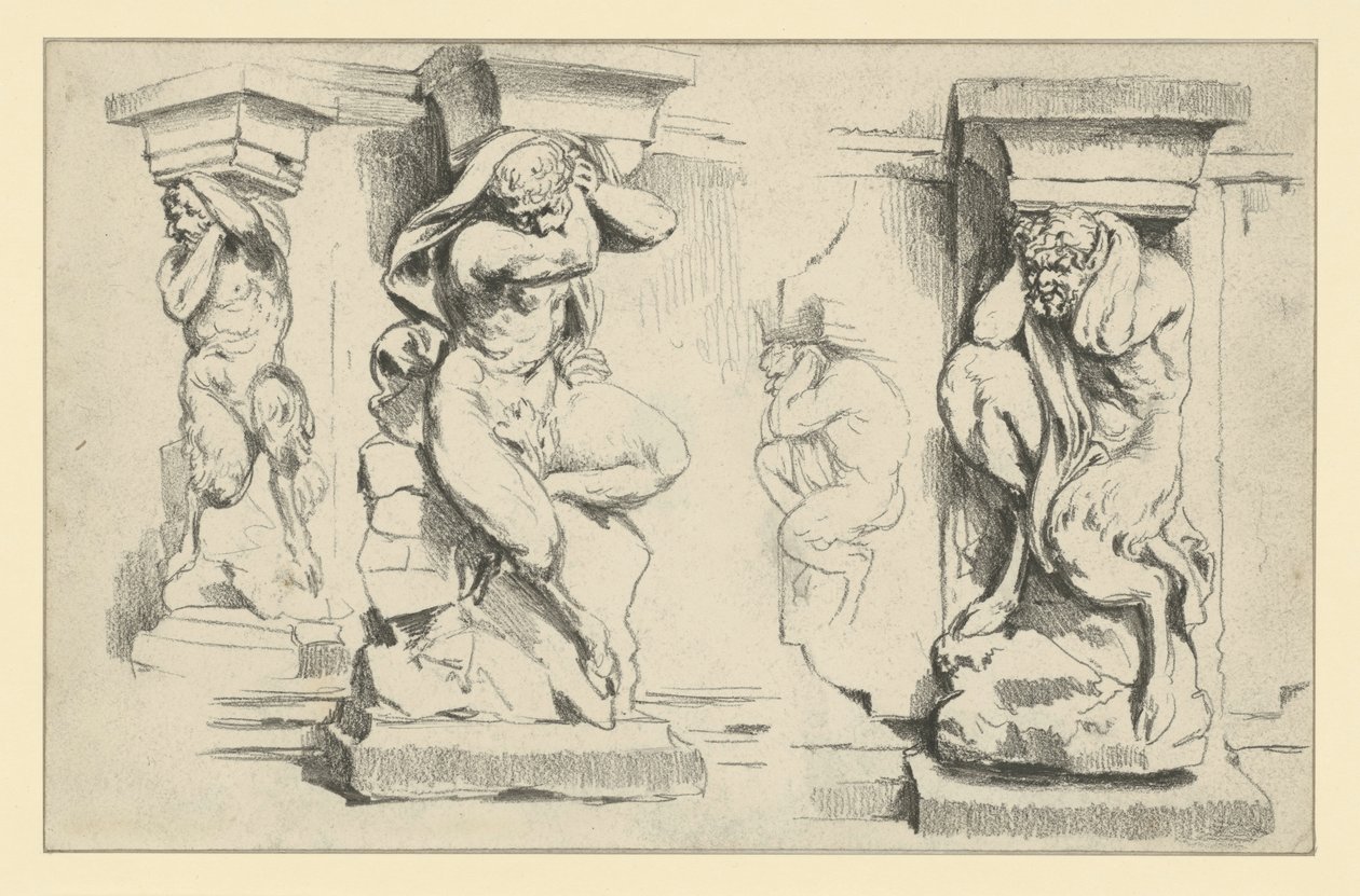 Faun-consoles aan de zuidwestelijke booggalerij van de Zwinger in Dresden door Adolph Menzel