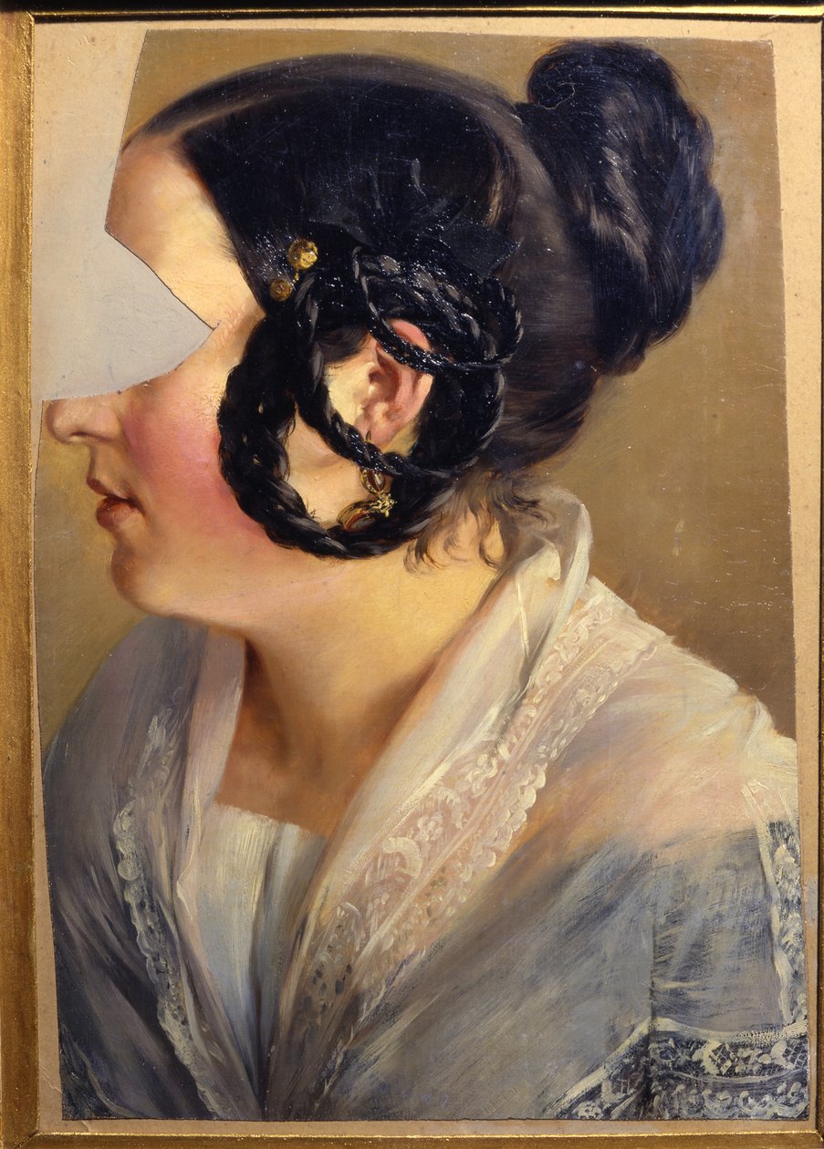Portret van een vrouw. Fragment (Caroline of Friederike Arnold) door Adolph Menzel