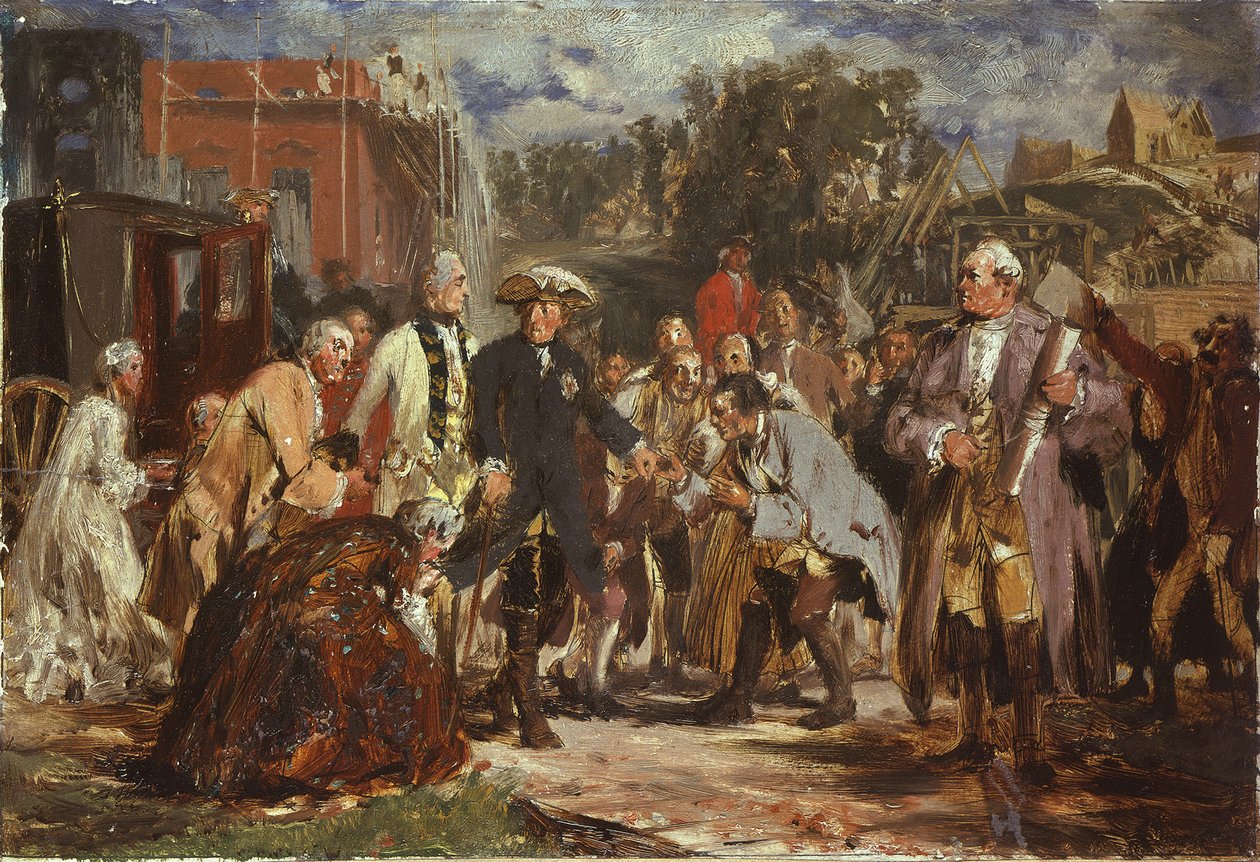 Frederik de Grote op reis. Schets door Adolph Menzel