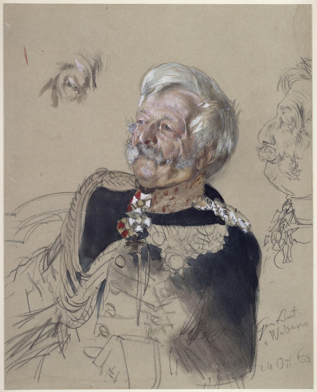 Luitenant-generaal von Webern. Studie voor het schilderij “Kroning van Willem I in Königsberg” door Adolph Menzel