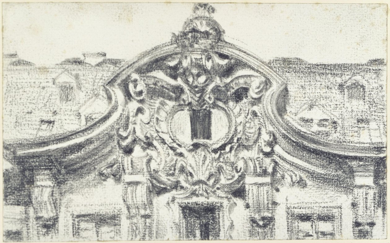 Gevel van het middelste uitspringende gedeelte van het Palais du Saxe in Dresden door Adolph Menzel