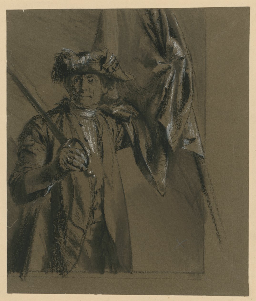 Kurt Christoph graaf von Schwerin, Pruisisch veldmaarschalk met vlag en degen, modelstudie voor 
