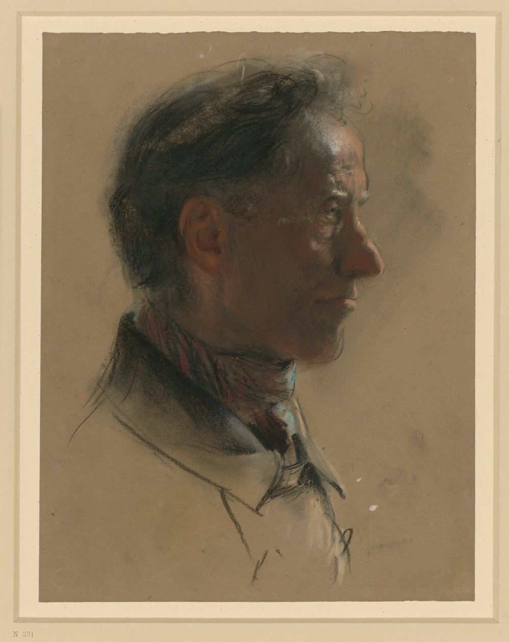 Mannenhoofd naar rechts door Adolph Menzel