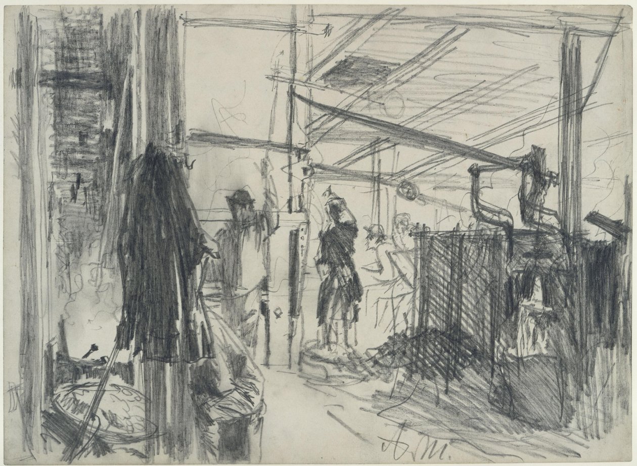 Machinekamer in de walserij. Studie over „De ijzerwalserij. Moderne cyclopen” door Adolph Menzel
