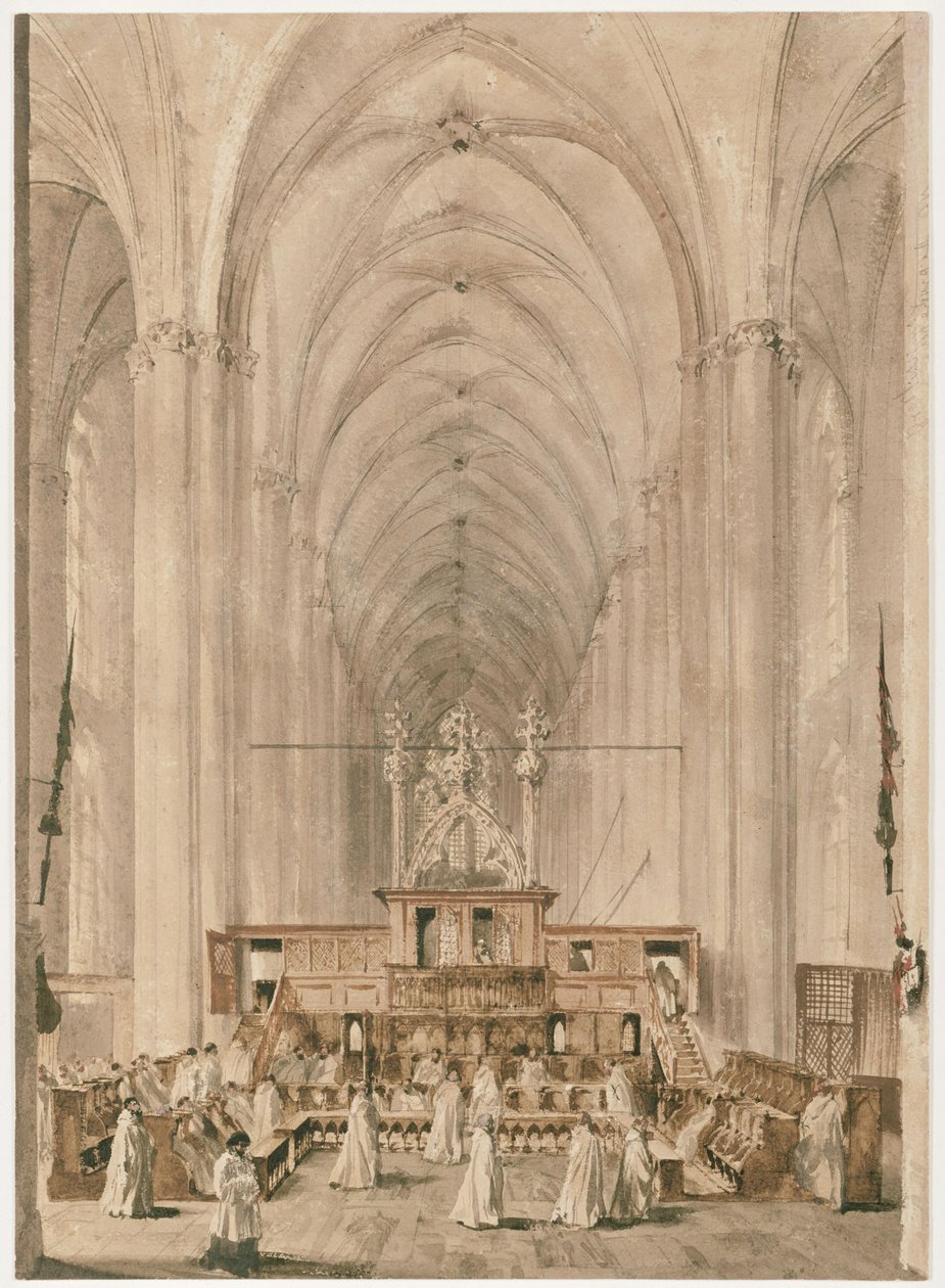 Middenschip van de Sint-Elisabethkerk in Marburg door Adolph Menzel