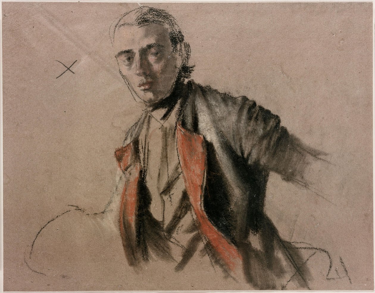 Modelstudie (Richard Menzel) als generaal von Stille voor het schilderij „De Ronde Tafel van Frederik de Grote in Sanssouci“ door Adolph Menzel