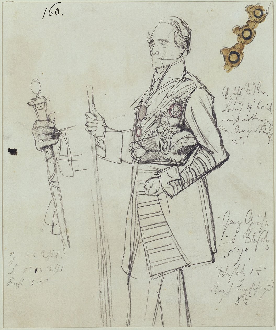 Opperceremoniemeester Rudolf graaf Stillfried-Alcantara. Studie voor het schilderij „Kroning van Wilhelm I in Königsberg” door Adolph Menzel