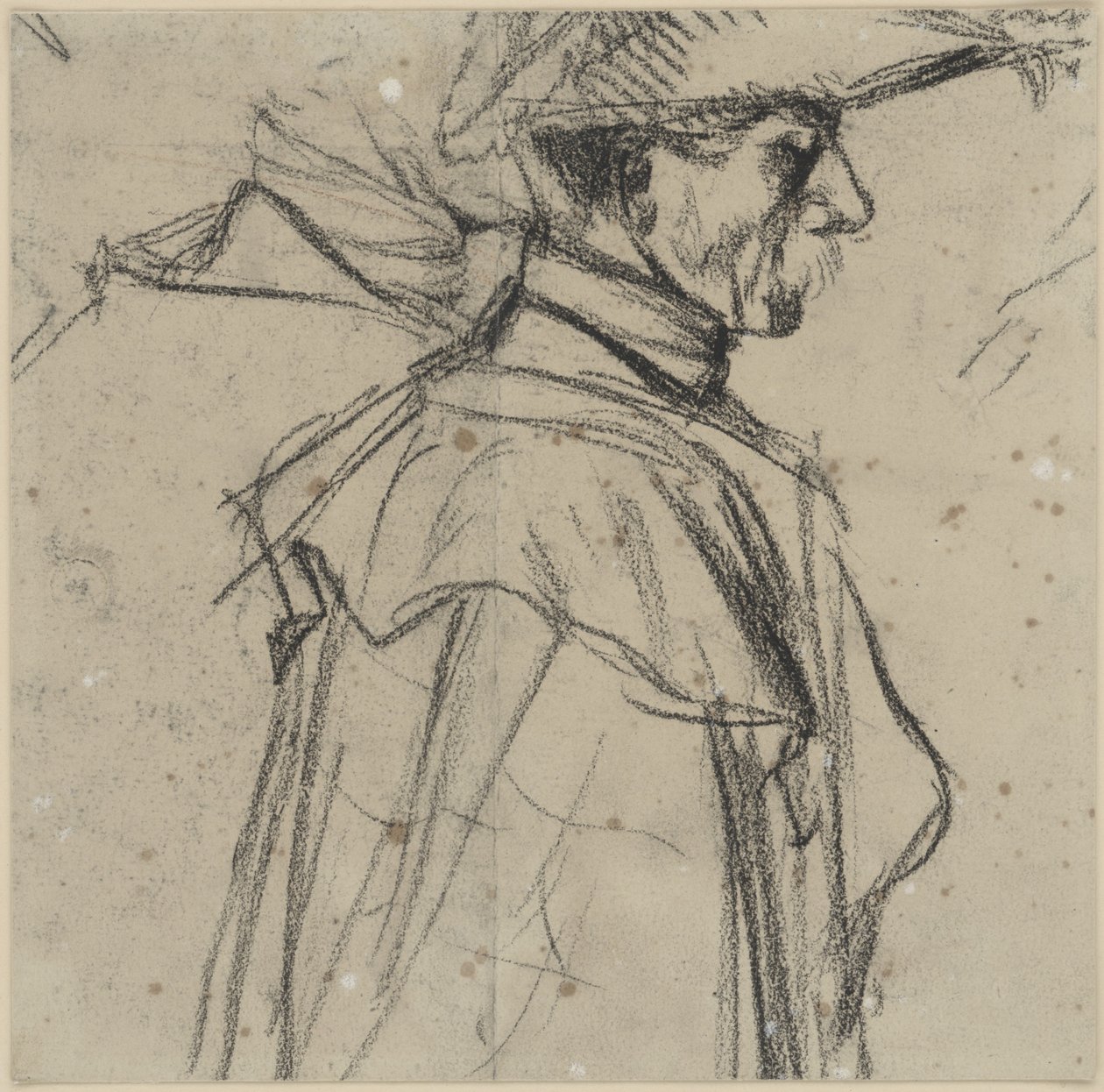 Officier met hoed en jas door Adolph Menzel