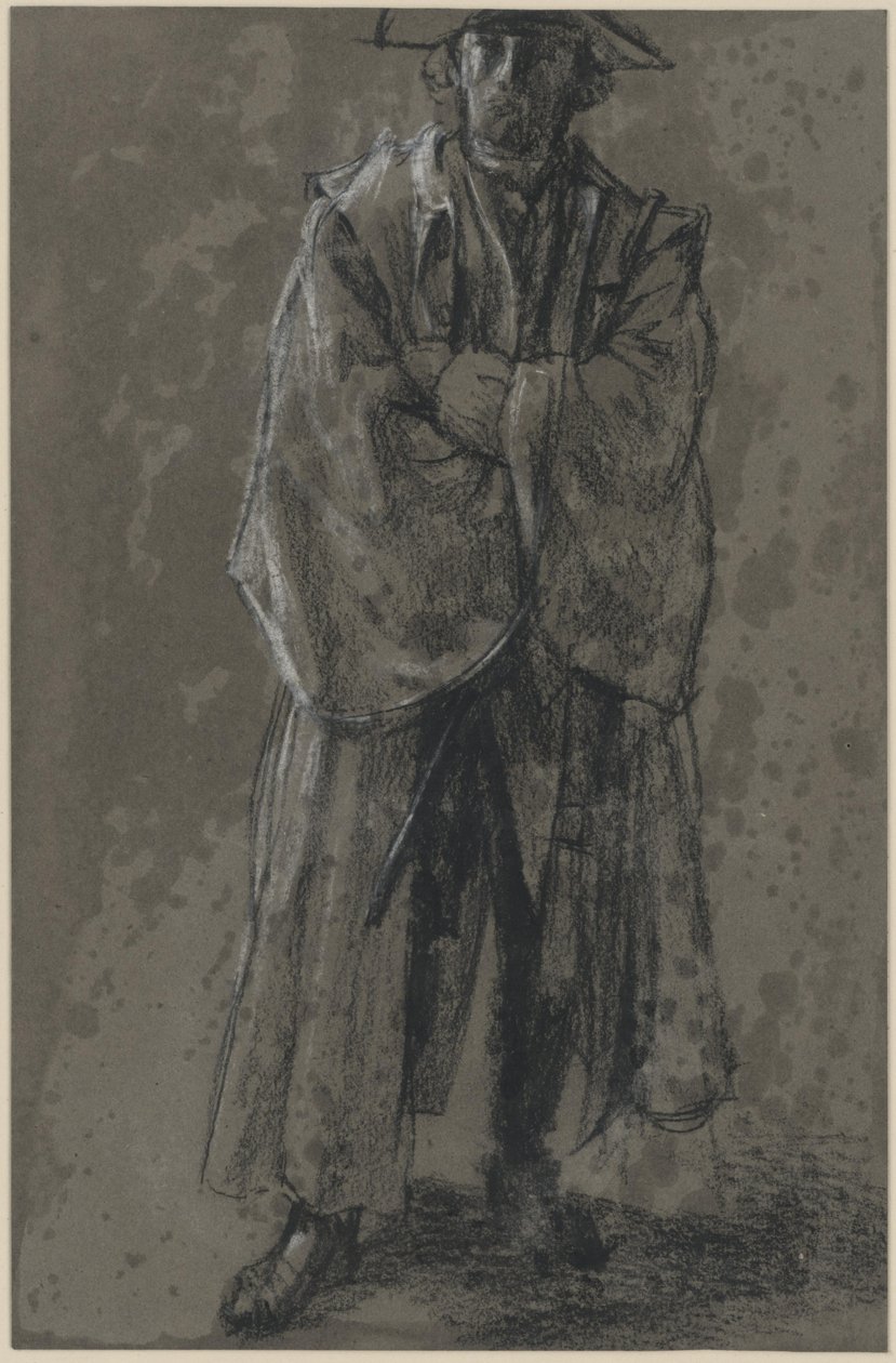 Officier met mantel en hoed (houdingsstudie van Moritz von Anhalt-Dessau) door Adolph Menzel